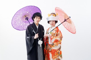 華やかな色打掛×綿帽子