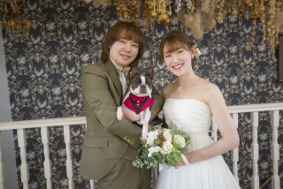 ワンちゃんと一緒に撮影