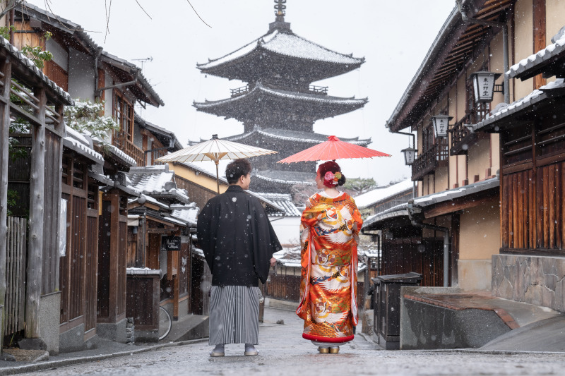 雪化粧の京都で