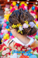 和装ヘアスタイルと髪飾り