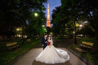 光り輝く東京タワーと!