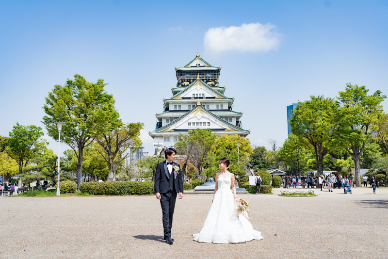 大阪城とMIRAIZA大阪城の両方で撮影できるのはワンフォトウェディングだけ！