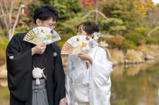 和装と紅葉のコラボレーション