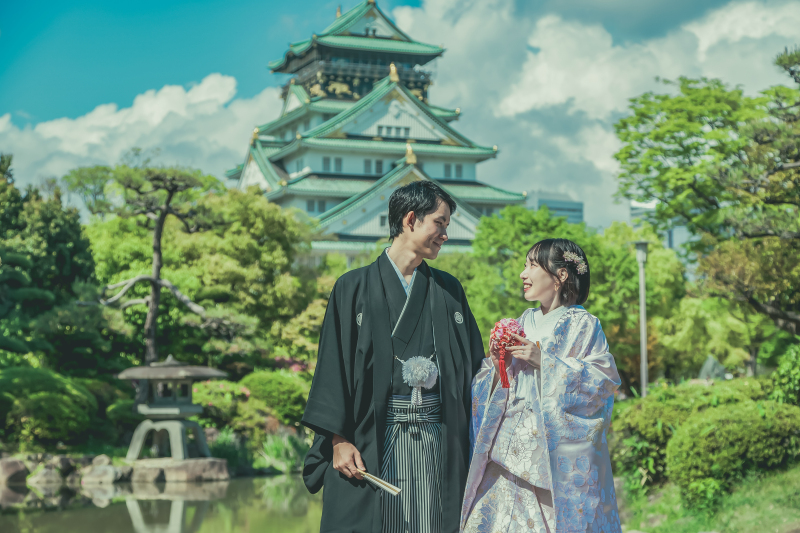 大阪城天守閣と残すフォトウェディング