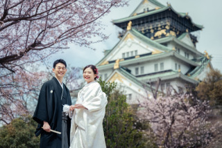 大阪城天守閣と残すフォトウェディング