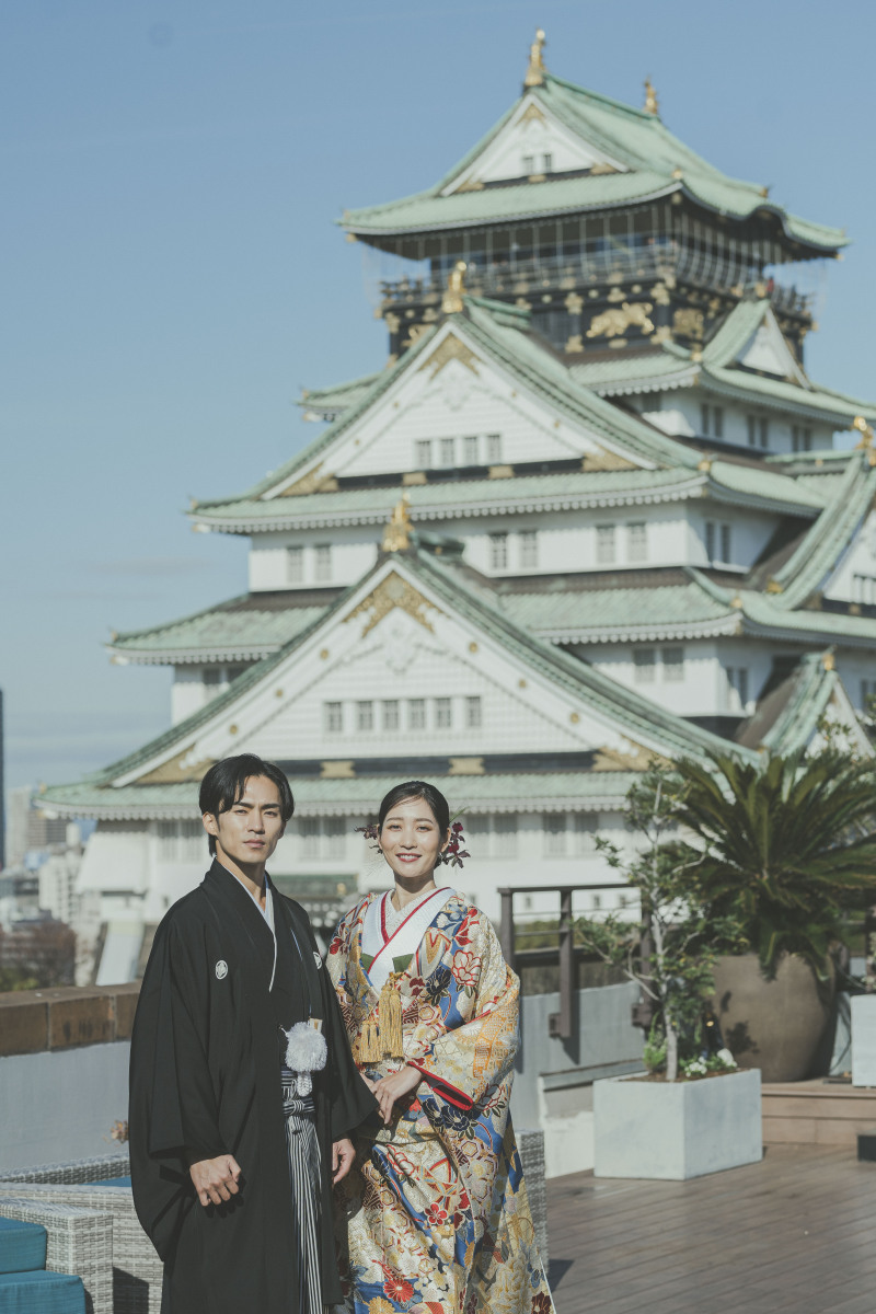 観光の方が写らない！二人だけの大阪城フォトはワンフォトウェディングだけ！