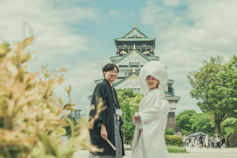 大阪城公園の緑に囲まれて過ごす和装フォト