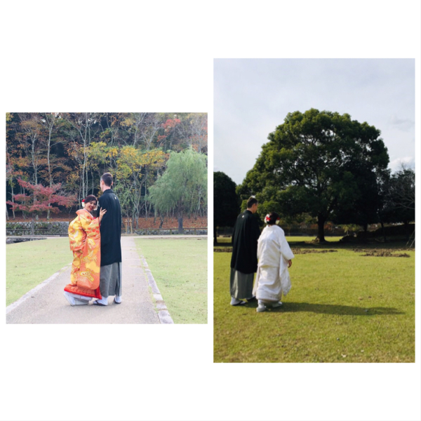 仲良し夫婦と奈良公園の背景(o^^o)