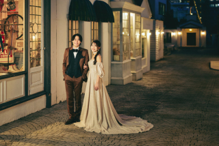 海外風の街並みで夜景撮影＊