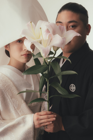 白無垢×綿帽子+百合