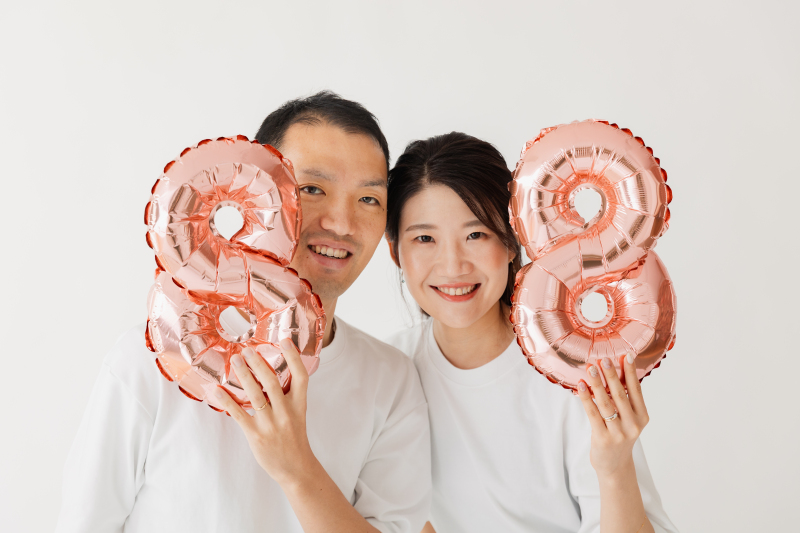 8月8日かわいい風船も使って入籍フォト^^