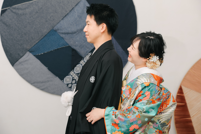 屋内庭園スタジオで和装撮影