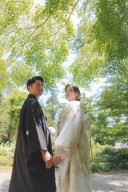 緑の中で叶える、和装の結婚写真