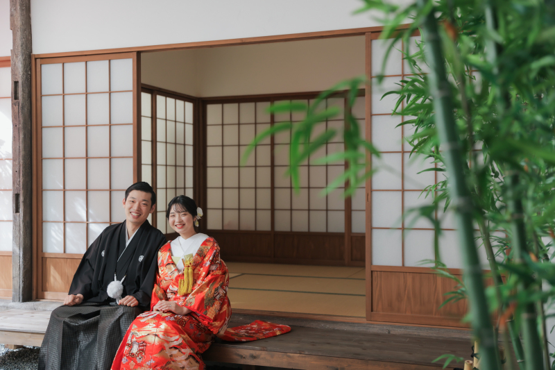 屋内庭園で色鮮やかな撮影を