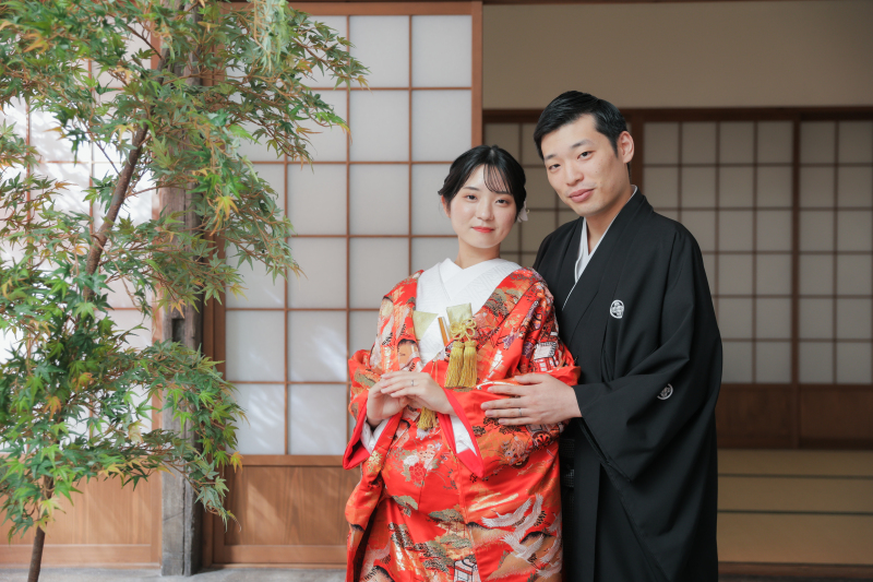屋内庭園で色鮮やかな撮影を