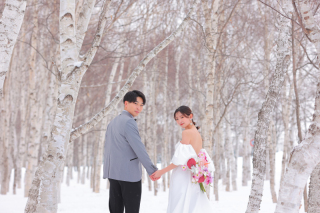 北海道ならではの雪景色が魅力♪冬のウェディングフォト❅②