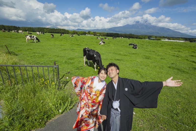 新緑が綺麗な和装富士周遊プランでの撮影