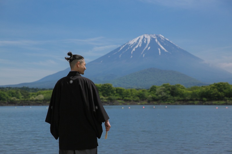 和装白無垢で夏の富士五湖ロケーション