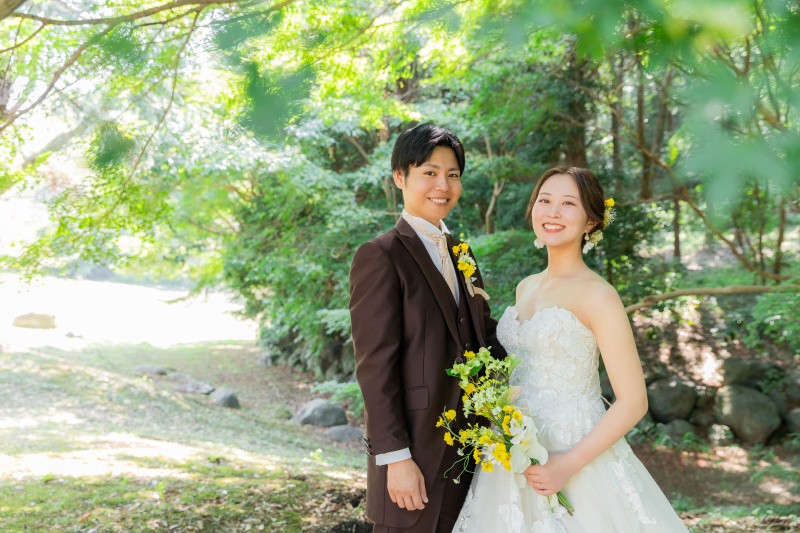 夏らしい緑や海の公園での撮影