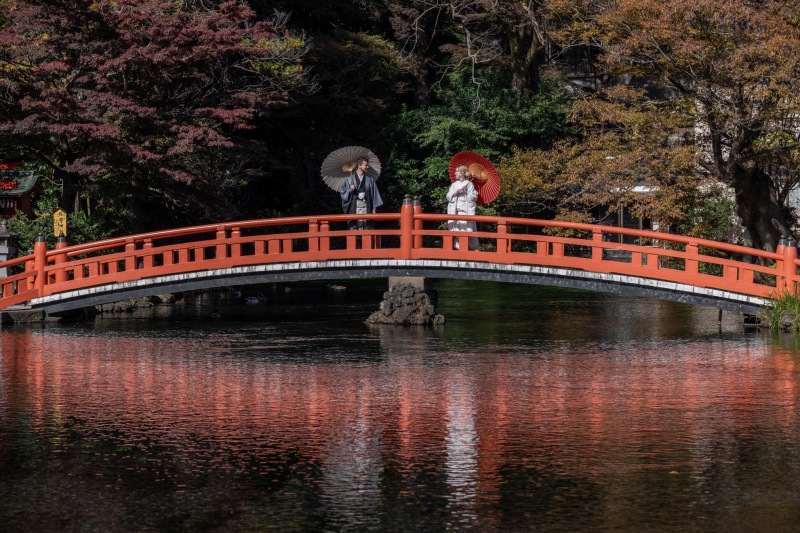 染まる秋の色合いの中で 紅葉ロケーションフォト