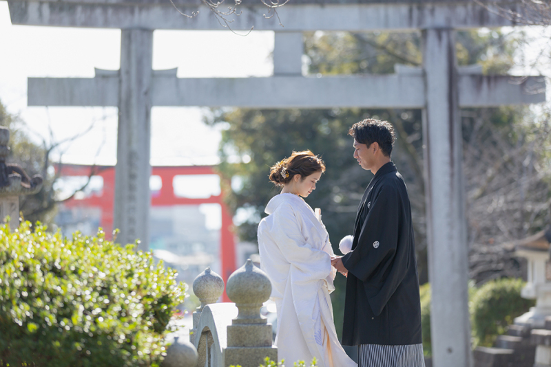 白無垢和装+富士宮浅間大社での結婚写真