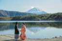 積雪の富士山と和装撮影