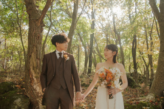 秋の森や高原、自然の洋装ロケーション