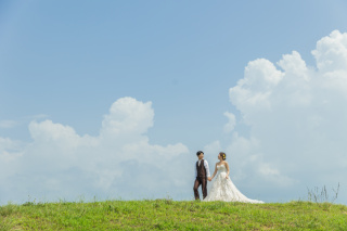 夏らしい緑や海の公園での撮影