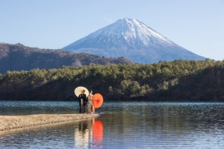 わんちゃんと一緒の富士山ロケーションフォト