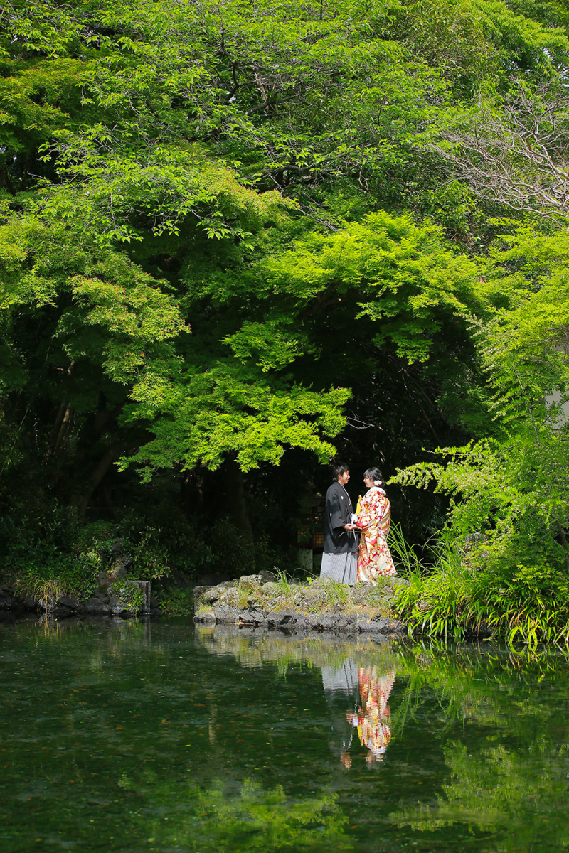 滝や、美しい神社での和装撮影で心もリフレッシュ