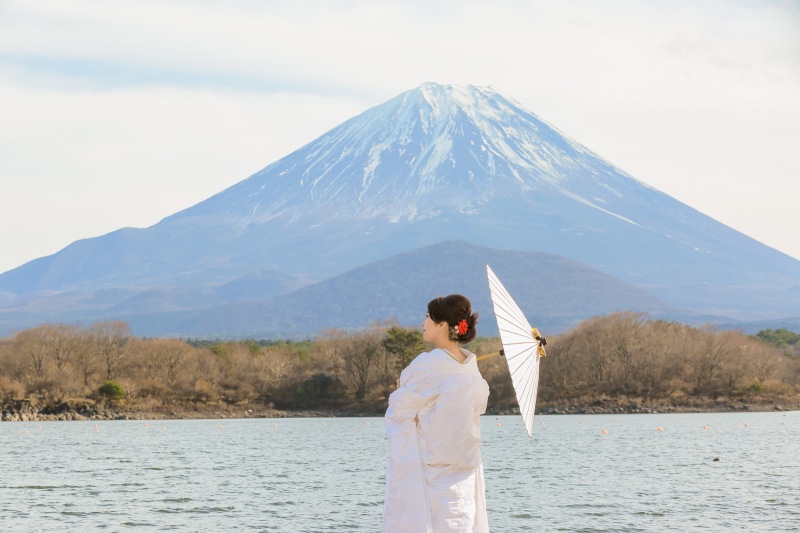 富士山和装撮影、撮影小物も一緒に