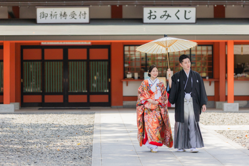 静岡県富士宮市にある富士宮浅間大社での和装前撮りフォト