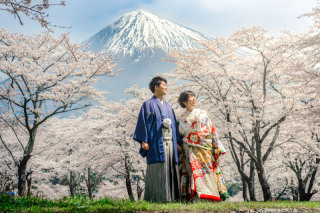 和装+洋装 桜の季節の富士山プラン