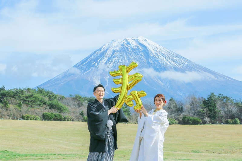 富士山和装撮影、撮影小物も一緒に