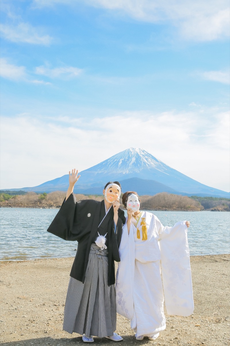 富士山和装撮影、撮影小物も一緒に