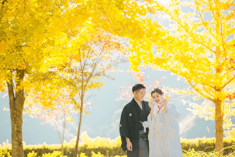 銀杏の並木での撮影も!秋の紅葉撮影