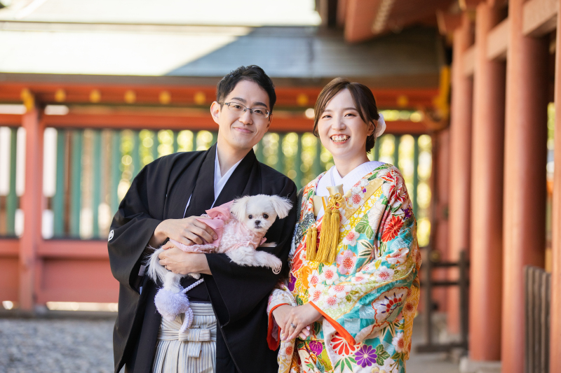 わんちゃんも一緒に撮影 和装写真