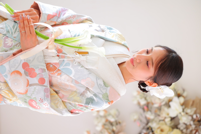 淡いグレーに可憐な彩り❀大人可愛い色打掛