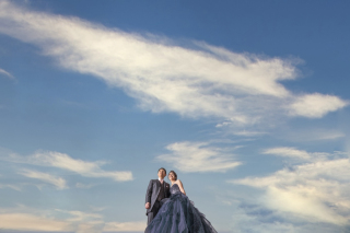 青空の下でお写真