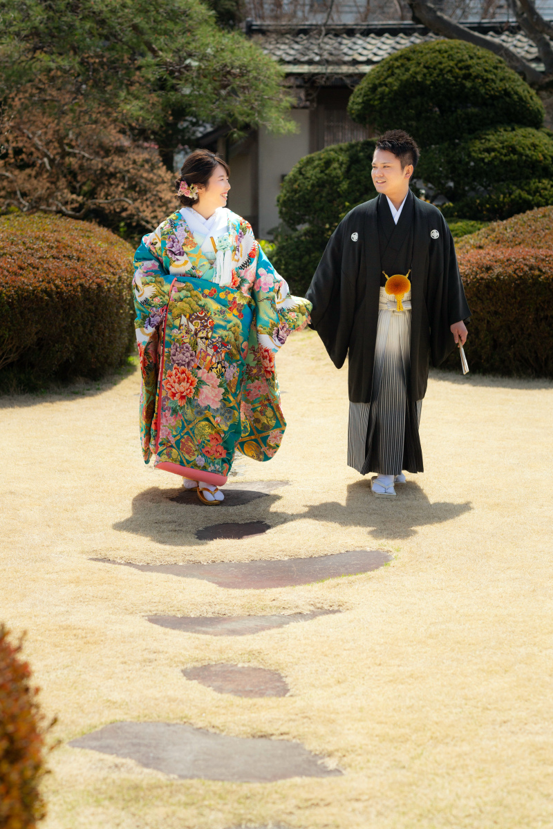 春のあたたかな陽光の中で和装ウエディング撮影♪