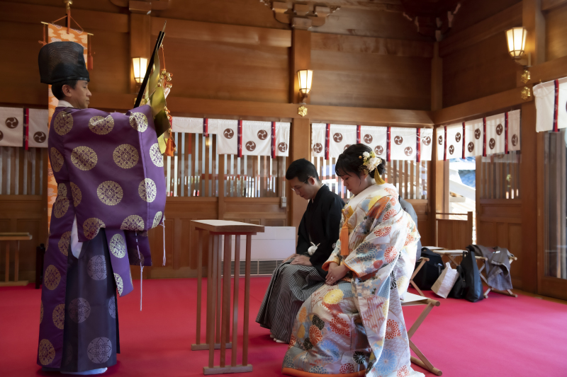 人生の節目として夫婦の誓いをたてる証『結婚奉告祭』もできる神社フォト♪