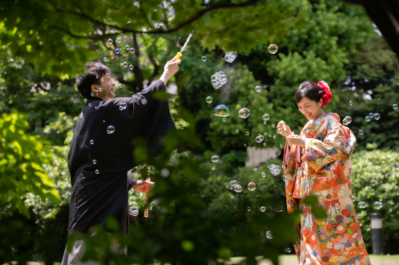 和装ロケにニンキ!新緑の庭園撮影♬