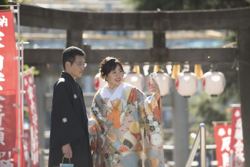 人生の節目として夫婦の誓いをたてる証『結婚奉告祭』もできる神社フォト♪