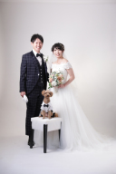 ペットと一緒に洋装フォトウェディング