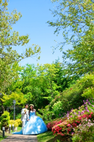 自然の中での撮影がゆりが丘でのフォトウェディングで一番の魅力!