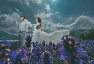 美瑛の自然の中でドラマティックなウェディングフォト☆