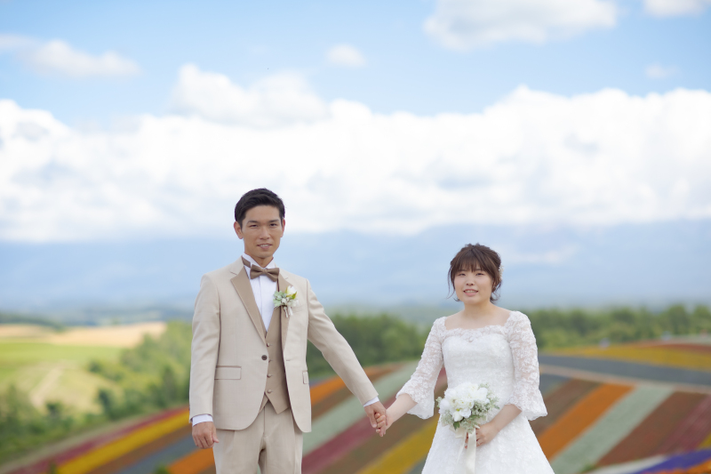 7月中旬和装でラベンダー日の出公園、ドレスで四季彩の丘、千代田ファーム3か所