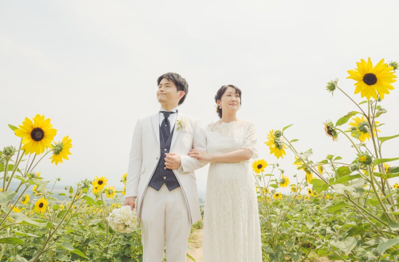 7月中旬から後半お花がカラフルに富良野2か所やさしマタニティフォトウェデイング