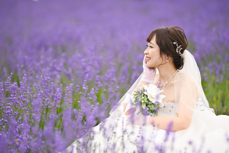 富良野にの出公園とフラわランドかみふらの一本道のフォトウェデイングこんな感じ