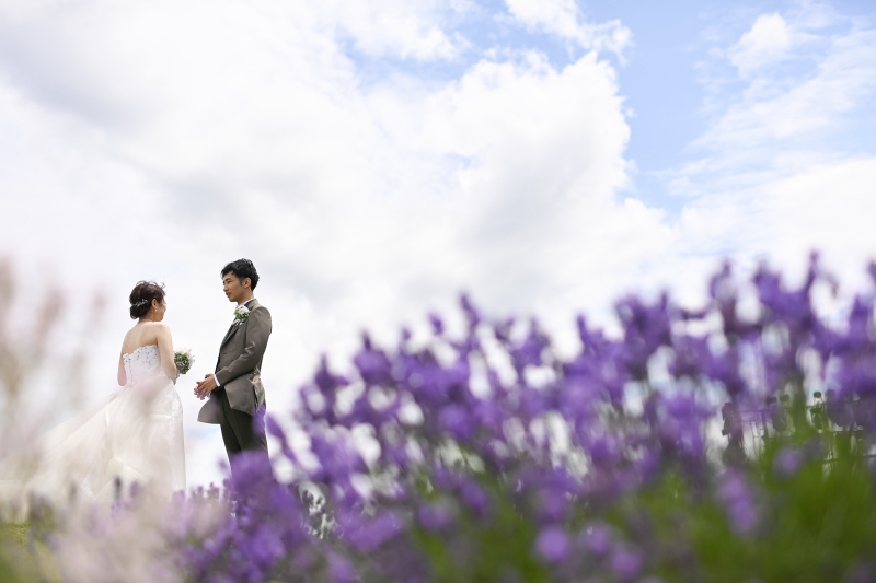 富良野にの出公園とフラわランドかみふらの一本道のフォトウェデイングこんな感じ